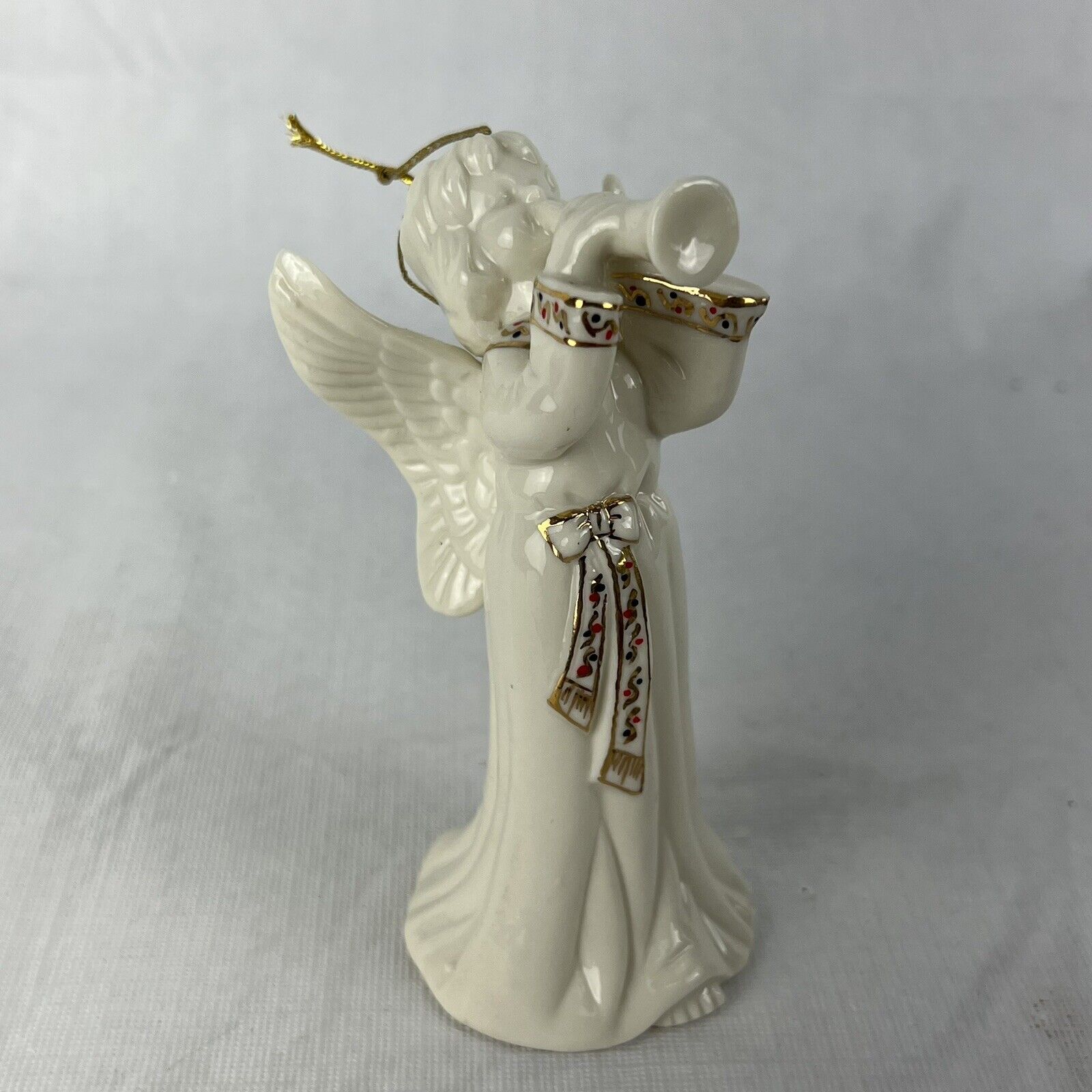 Angel Bell Porcelain Christmas  Ornament Playing Trumpet