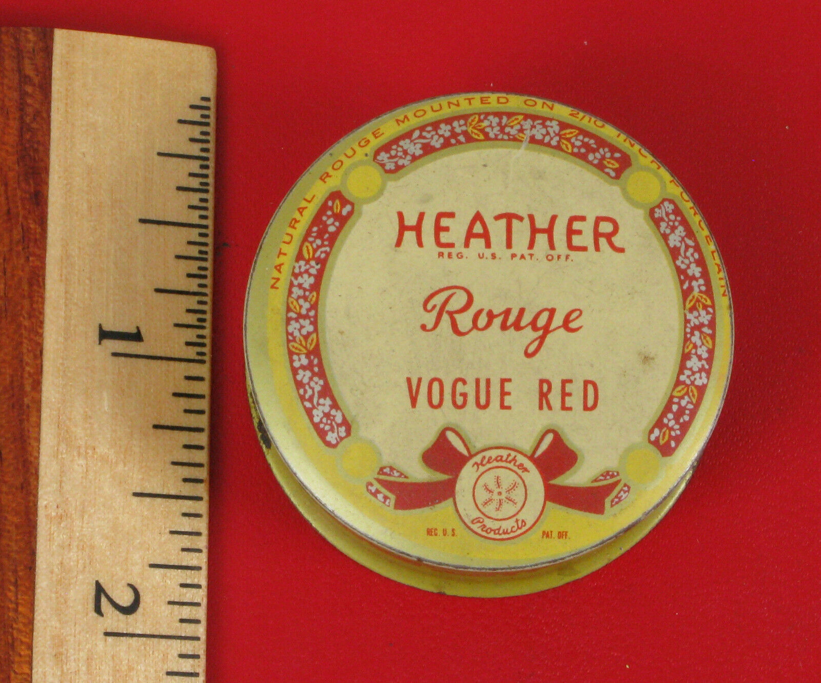 ANTIQUE HEATHER ROUGE RED MAKEUP BEAUTY TIN RARE 