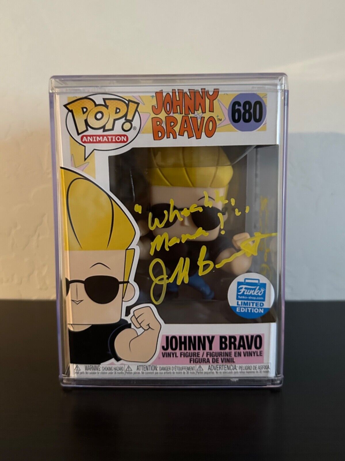Funko Pop Johnny Bravo Funko Shop Ex #680  Signed by Jeff Bennett JSA Certified
