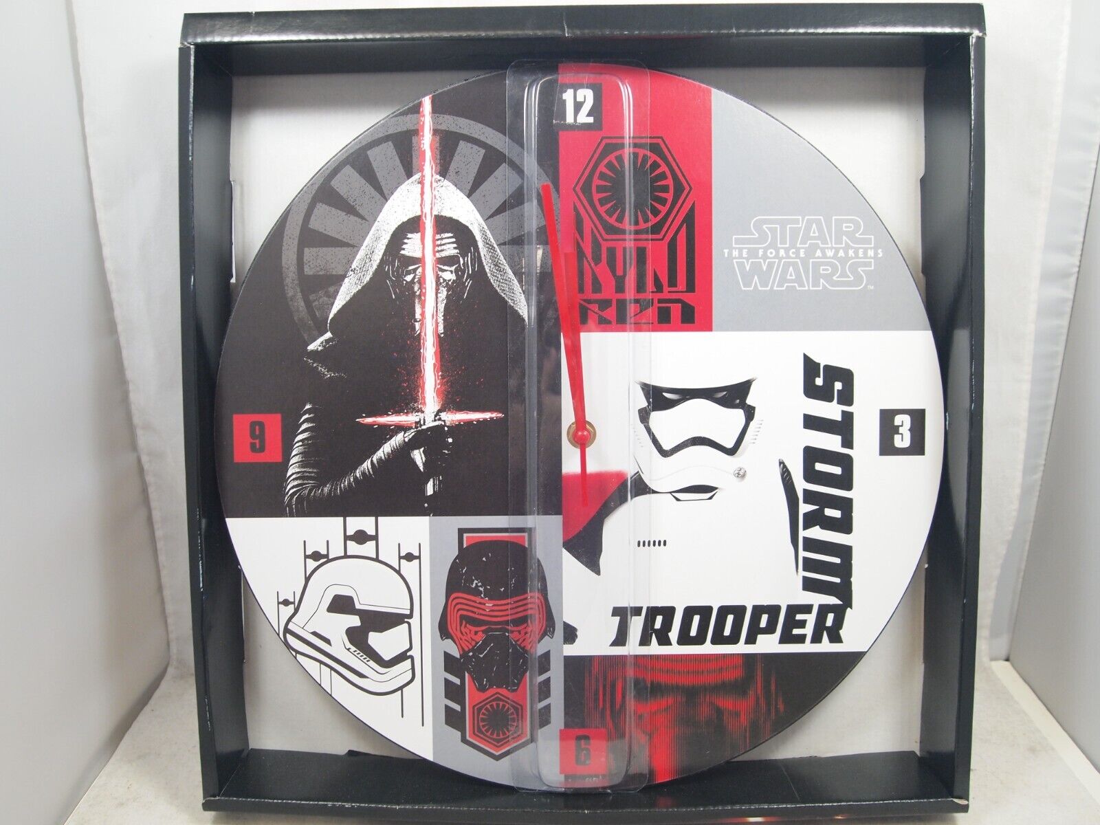 Star Wars Force Awakens Kylo Ren Storm Trooper Analog Wood Wall Clock 13.5 Inch