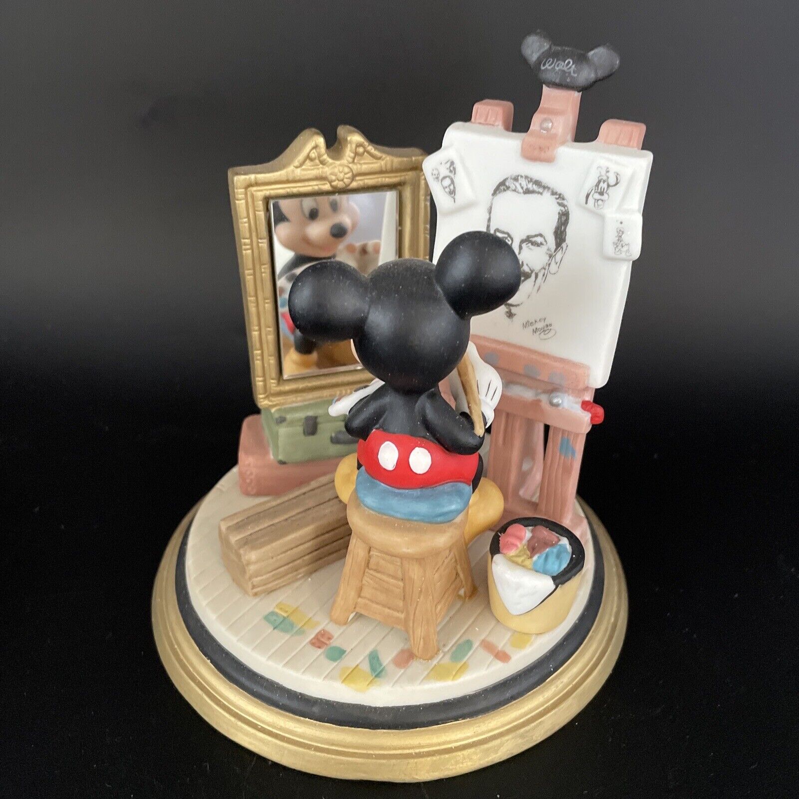 Vintage Disney Self Portrait Mickey Mouse and Walt Disney Figurine-Open Box-NEW