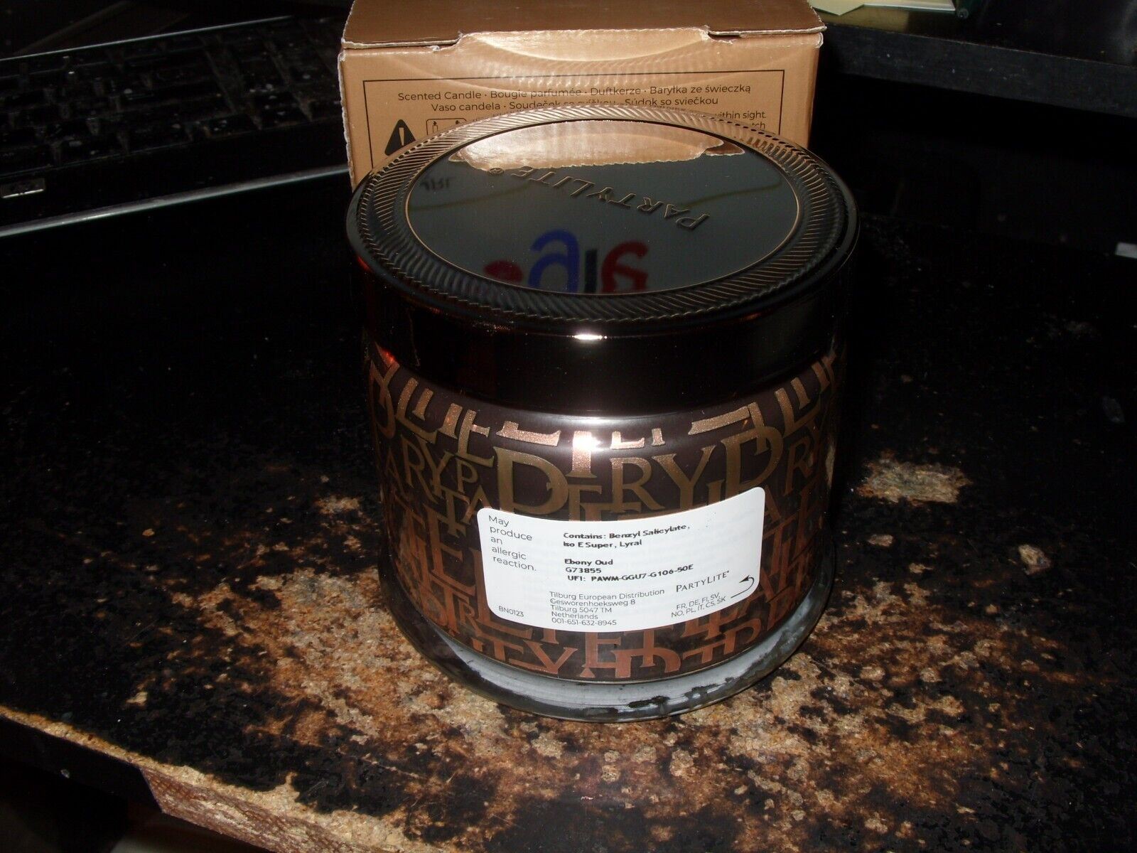 Partylite EBONY OUD SIGNATURE 3-wick JAR CANDLE  BRAND NEW IN BOX