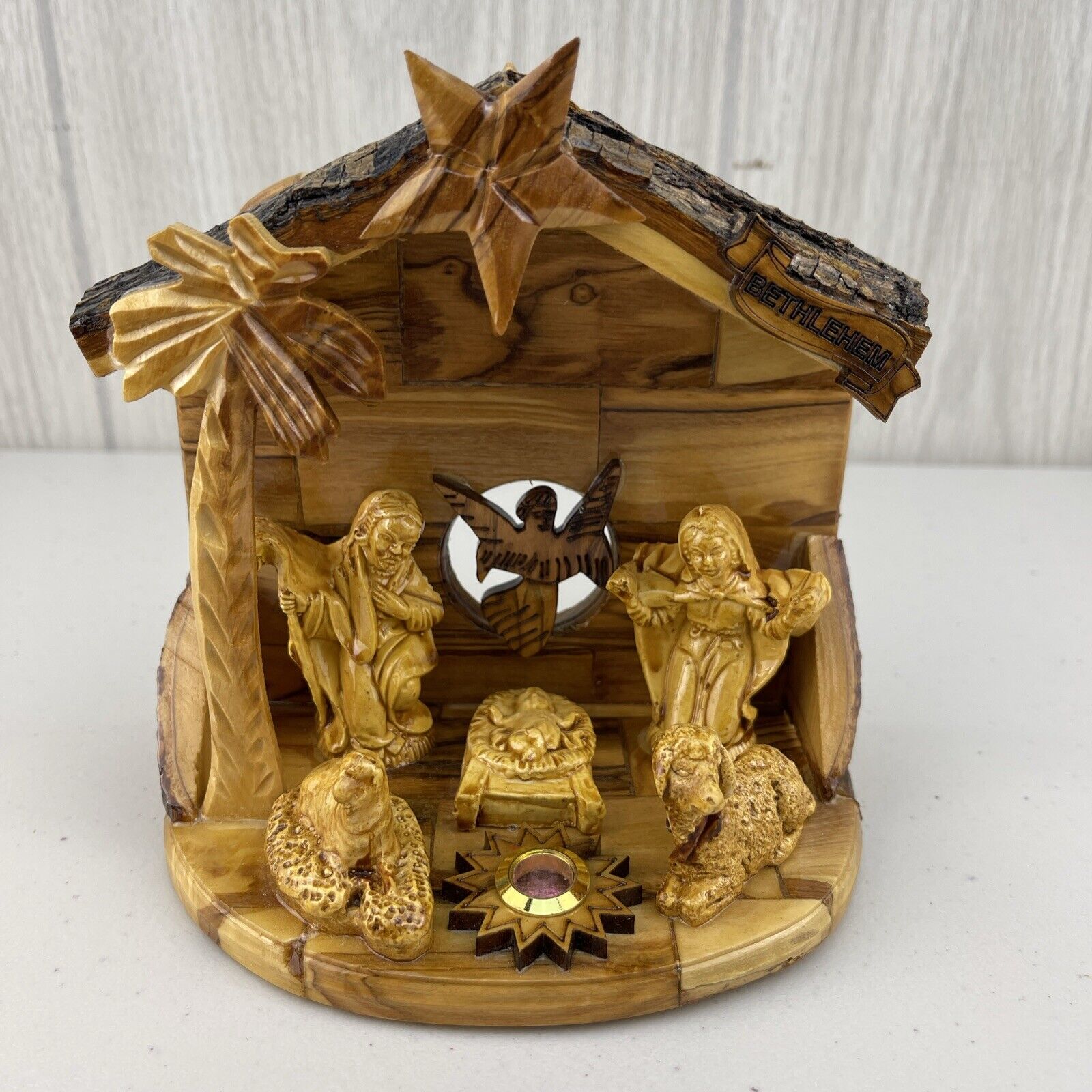 Nativity Star Bethlehem Handmade Olive Wood Nativity Creche Holy Family