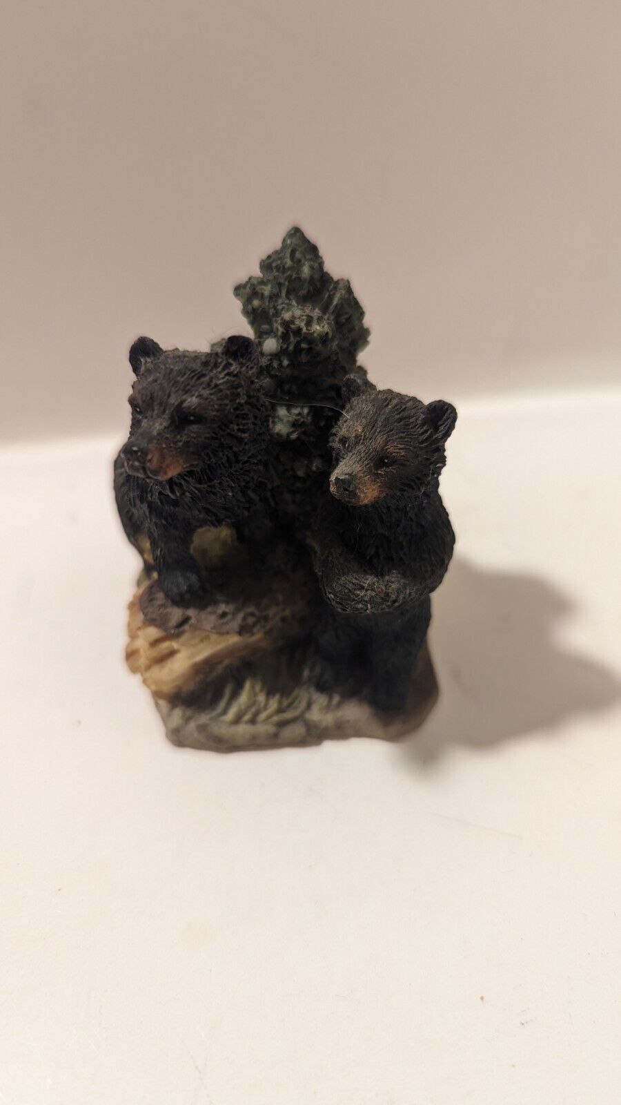 Vintage Black Bear Cubs Resin Figurine