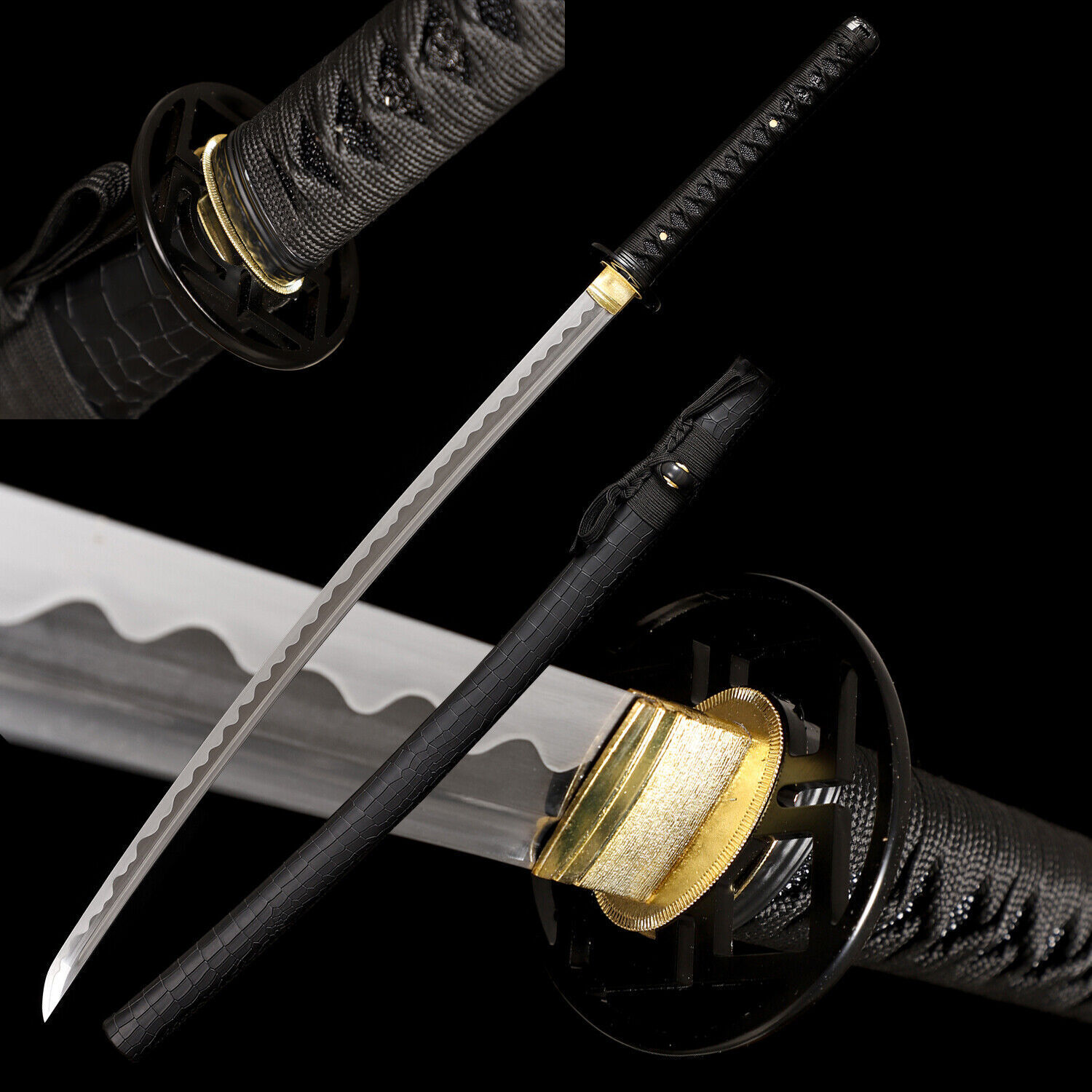 Black Katana 1095 Carbon Steel Japanese Real Sharp Samurai Sword Full Tang