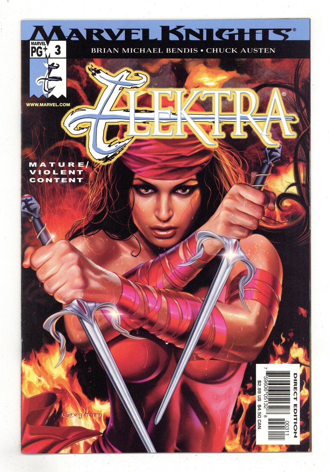 Elektra #3A Horn Uncensored 1st Printing VF+ 8.5 2001