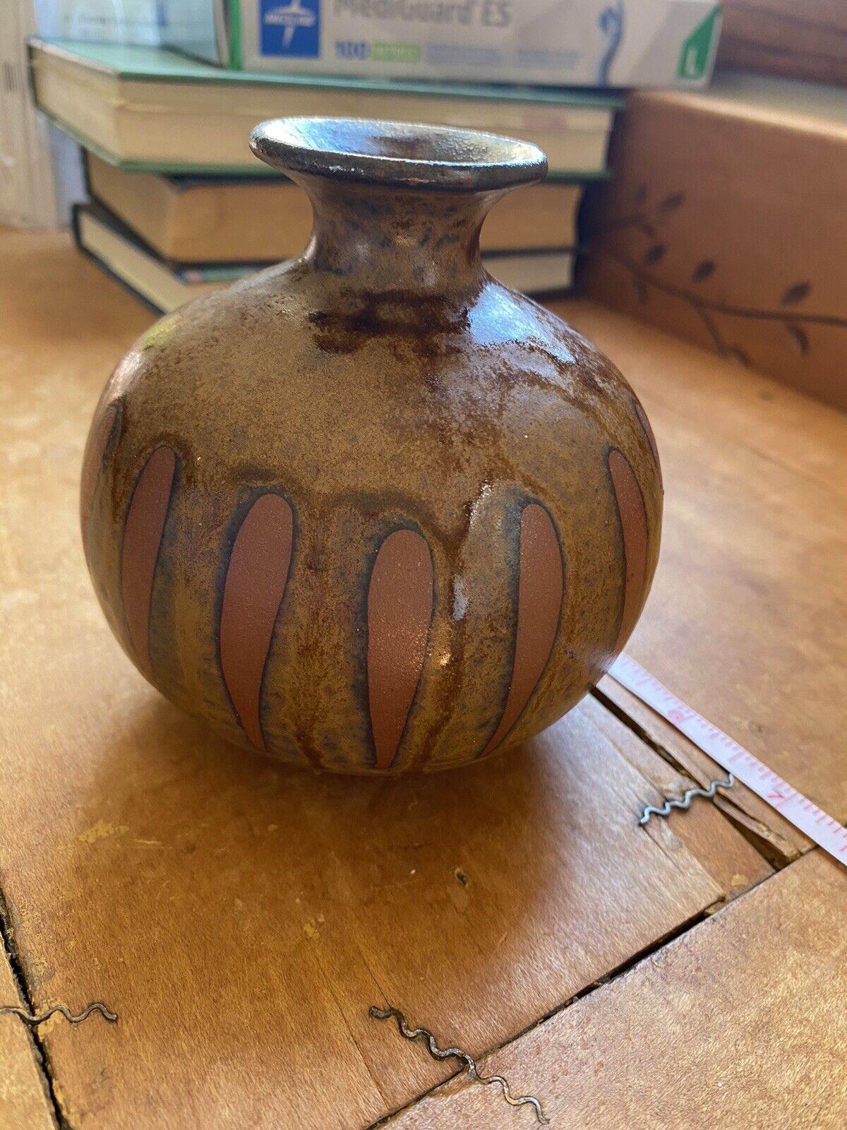 Mid Century Otagiri Japanese Pottery Squat Vase