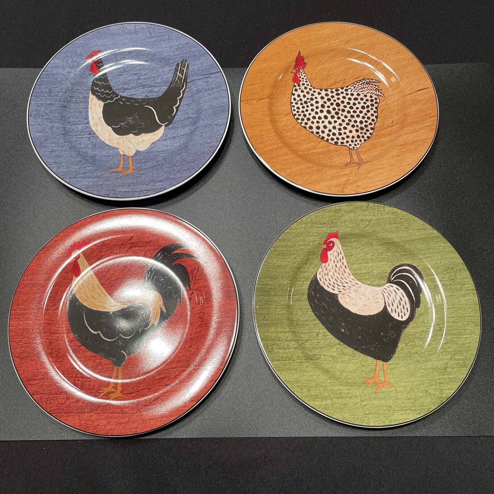 Sakura Brandon House Country Quartet Rooster Chicken Dish Plate Warren Kimble 4