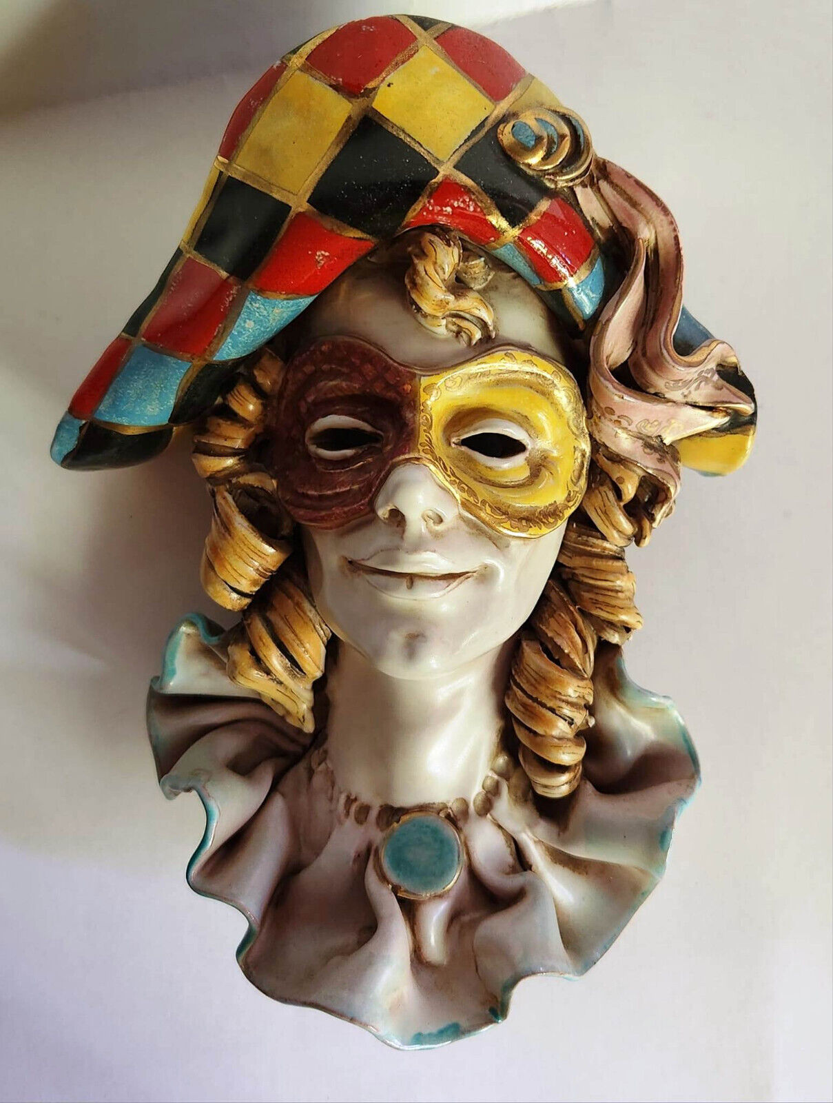 Professor Perseo, Art Pottery Harlequin Face Wall Decor
