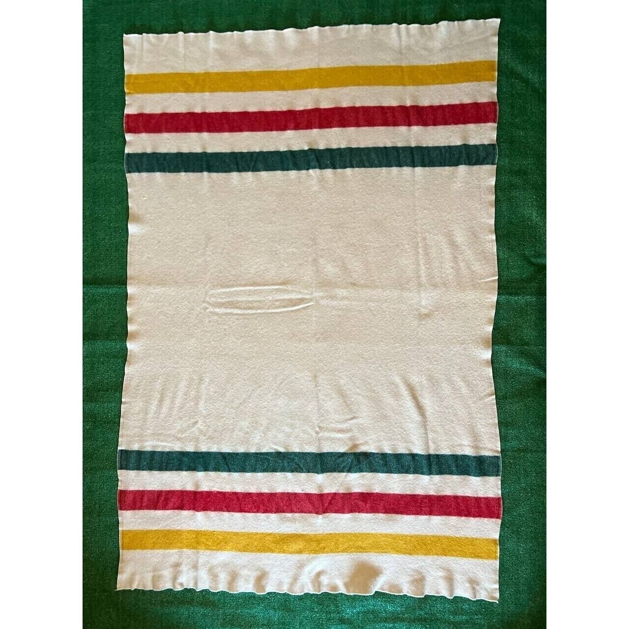 VTG Hudson Bay Striped Wool Blanket 3 Stripes 74x49