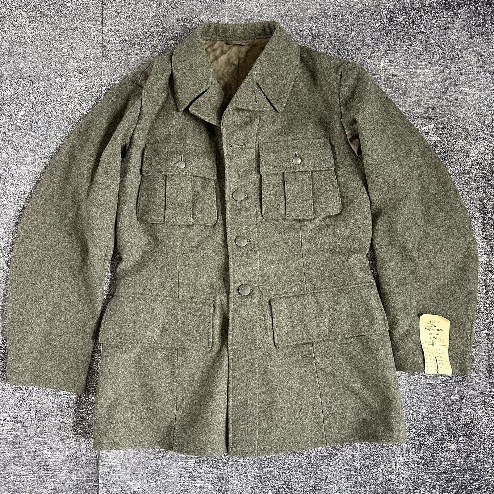 NWT Men's Vintage 40's Vapenrock WWII WW2 Swedish Military Field Jacket Sz 96