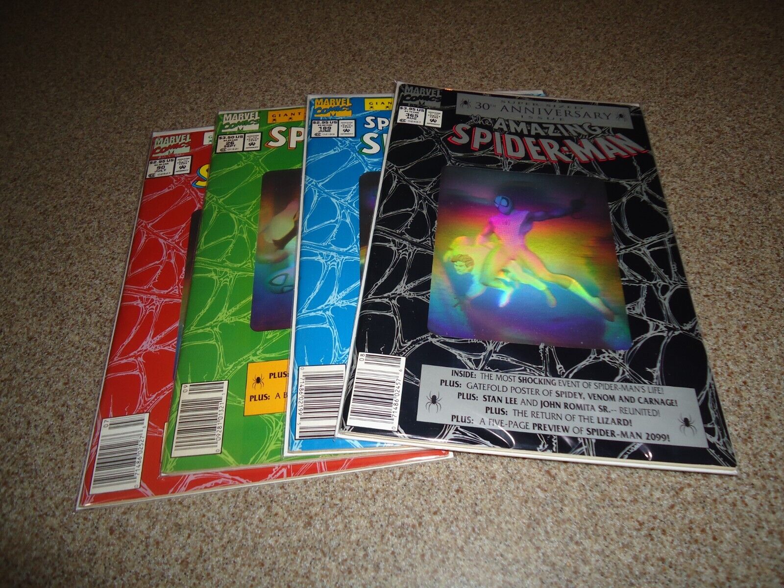SPIDERMAN 30th ANNIVERSARY COMPLETE HALOGRAM 1-4 SET NEWS STAND ALL FIRST PRINT