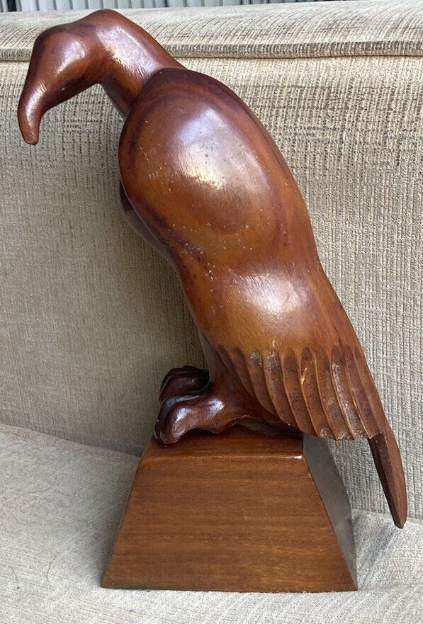 RARE Mid-Century Vintage Ironwood Carved Vulture Buzzard Bird Dark Wood Gothic