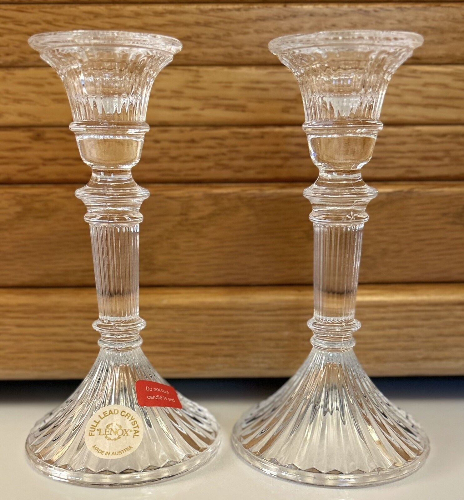 Vintage LENOX Full Lead Crystal Candlestick Pair, #781500, Made In Austria