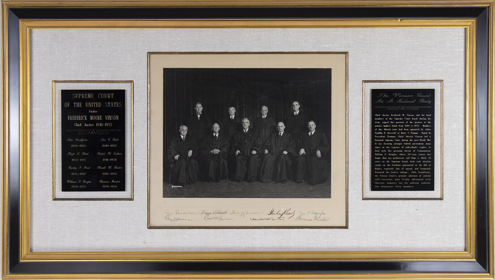 THE FRED M. VINSON COURT - AUTOGRAPHED SIGNED PHOTOGRAPH WITH CO-SIGNERS