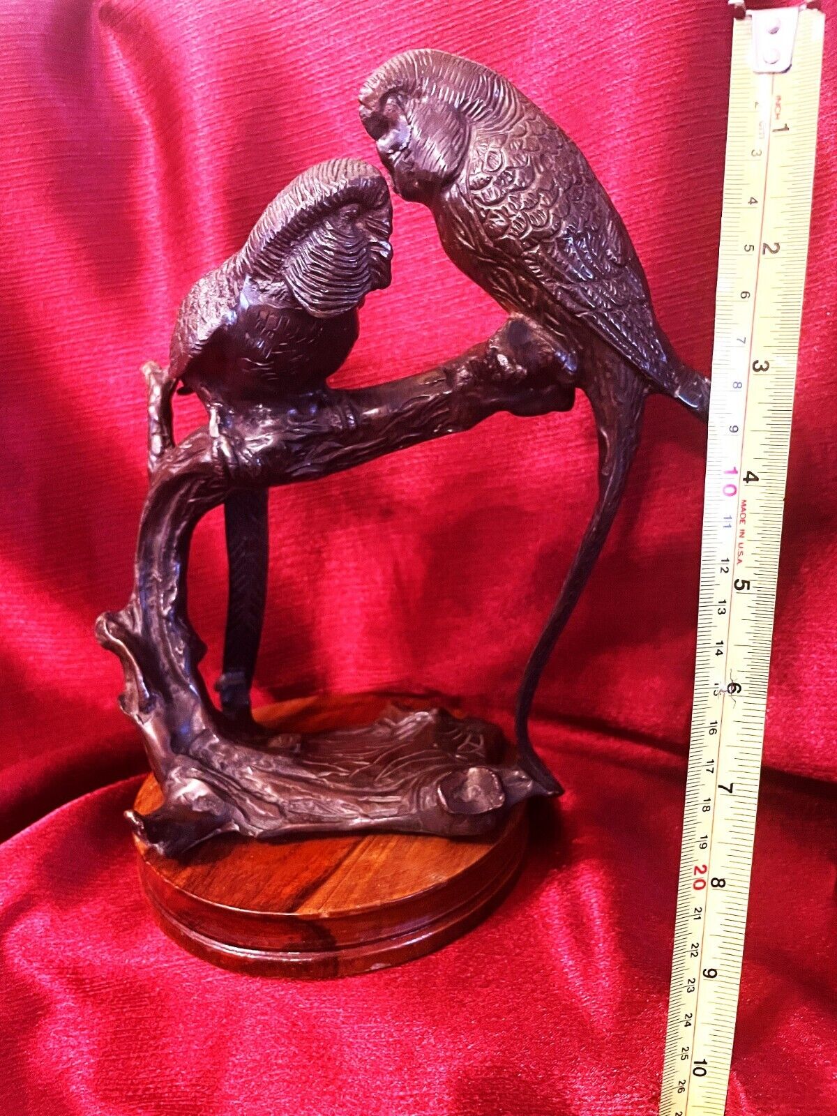 Awesome Cast Iron Bronze Finish Parakeet Bird Sculpture