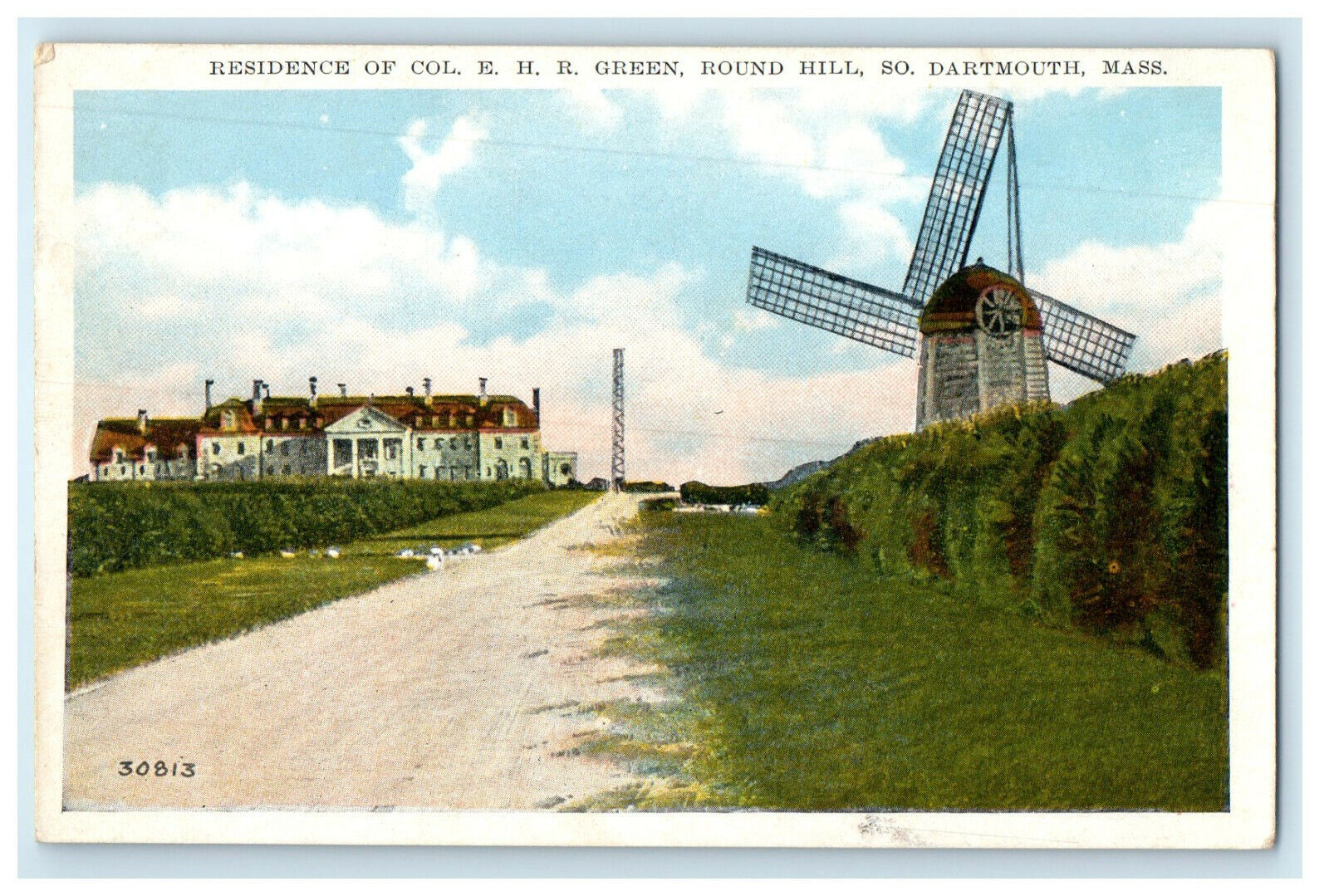 c1920s Residence of Col E.H.R. Green South Dartmouth Massachusetts MA Postcard