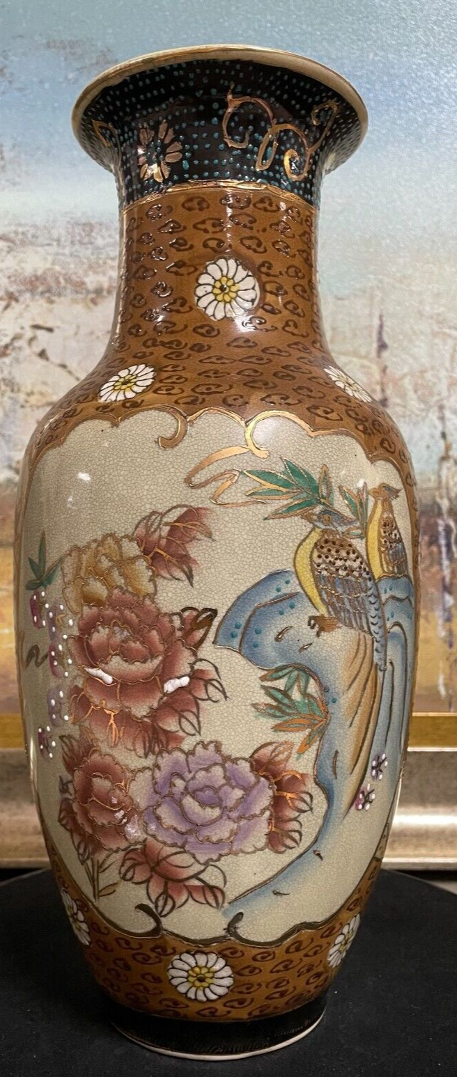 Very Impressive Hand Painted Brown Vase