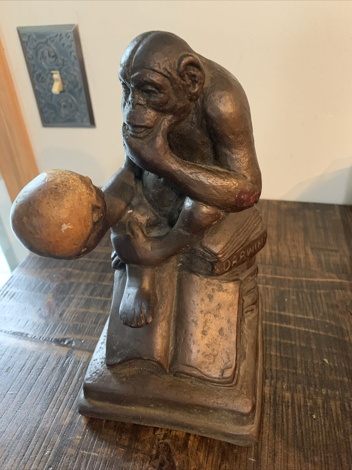 Darwin Thinker Sculpture 1962 Monkey & Skull Vintage Austin Productions