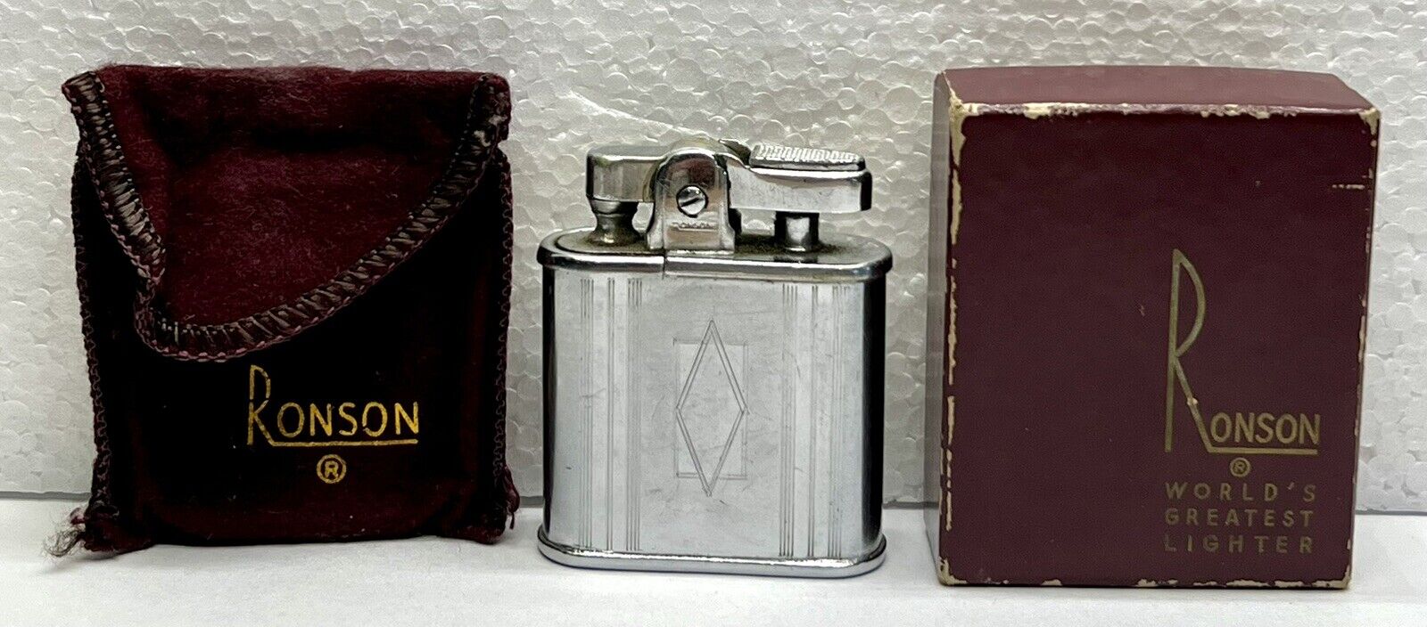 Vintage Ronson Lighter Silver With Original Box Collectible