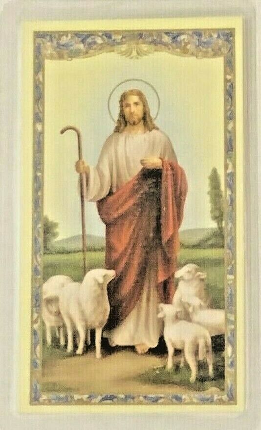 Jesus Christ the Good Shepherd Laminated Holy Card with Psalm 23