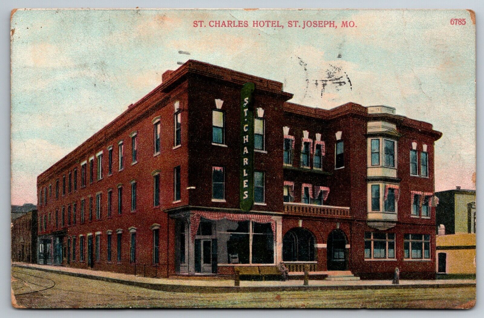 St Charles Hotel St Joseph Missouri Exterior 1919 Postcard