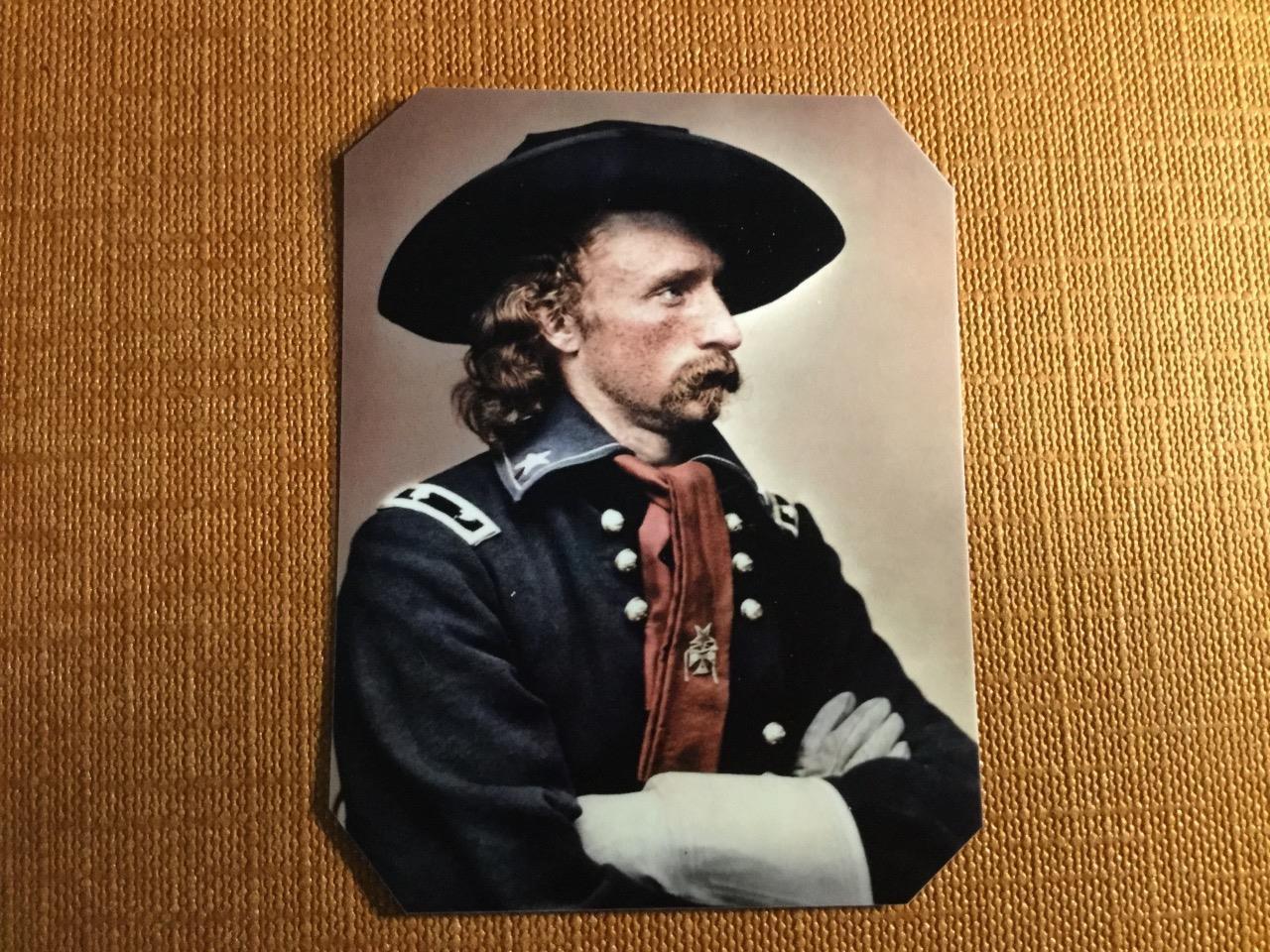 Civil War General Custer arms folded tinted tintype C1237RP