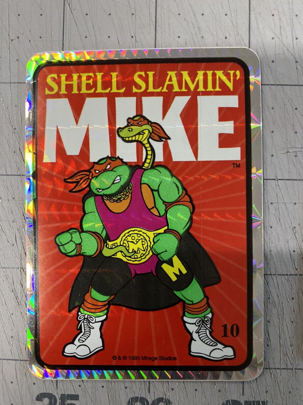 1993 Teenage Mutant Ninja Turtles Michelangelo Shell Vending Prism Sticker TMNT