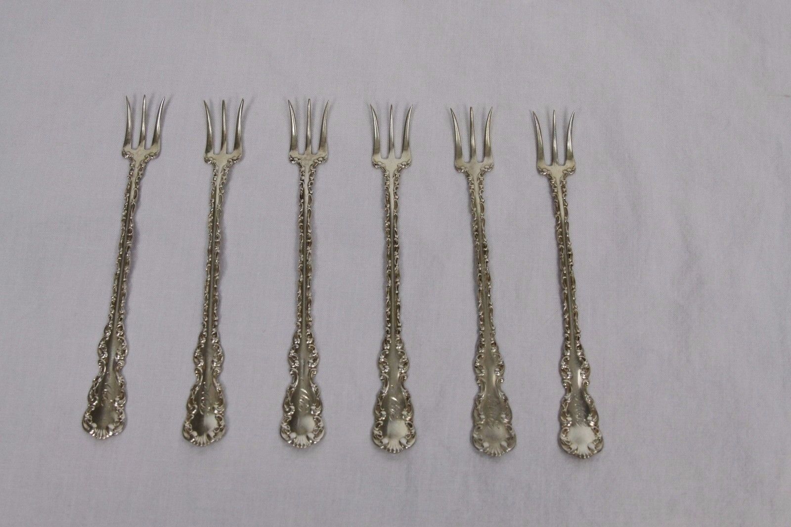 Wallace Victorian Sterling Silver Lot Of 6 Lemon & Pickle/olive Forks USA 1891