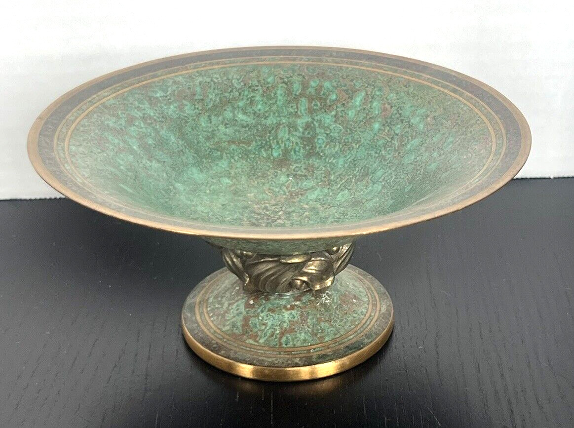 Carl Sorensen Art Deco Bronze Verdigris Patina Compote Footed Bowl