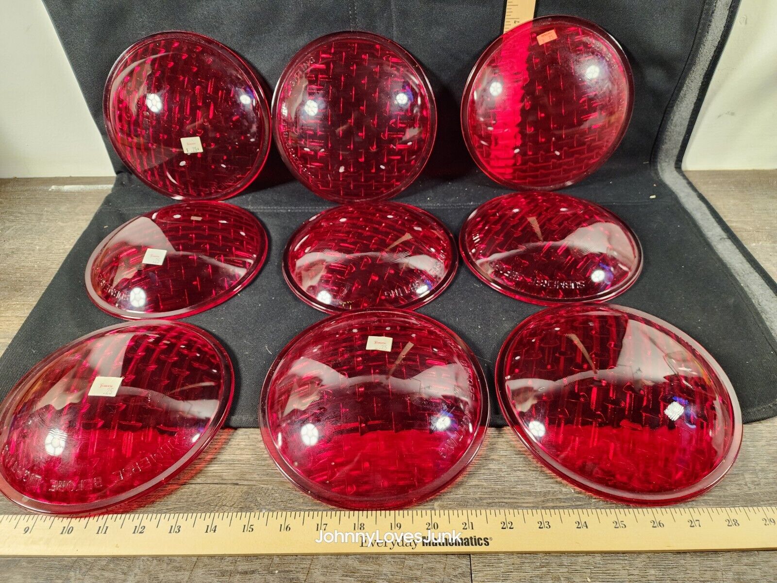 Vintage Red Glass Traffic Light Signal Lens New Fostoria Glass Sticker ..9 Avail