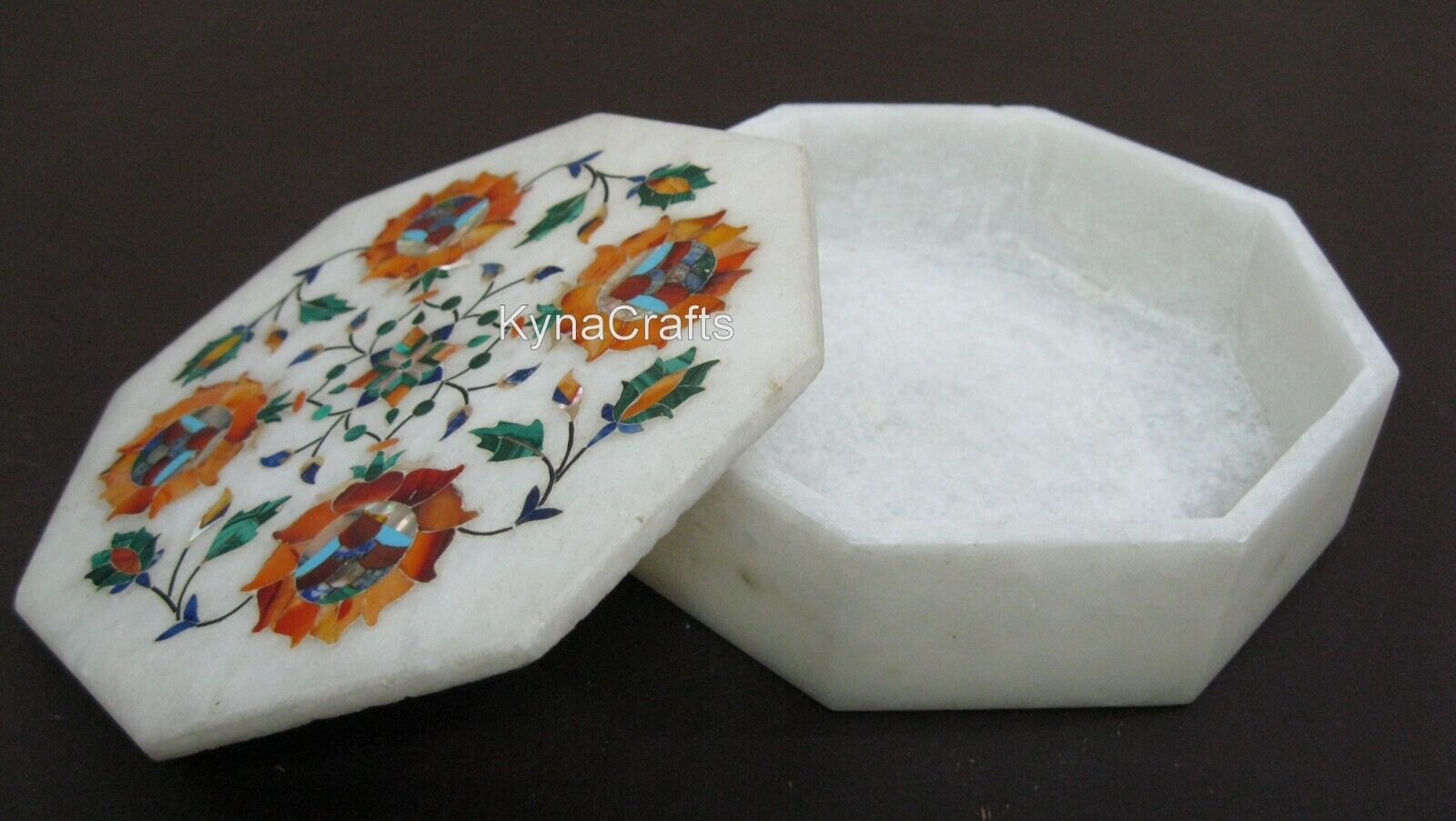 6 Inches Handcrafted Jewelry Box White Marble Multi Purpose Box with Luxury Look