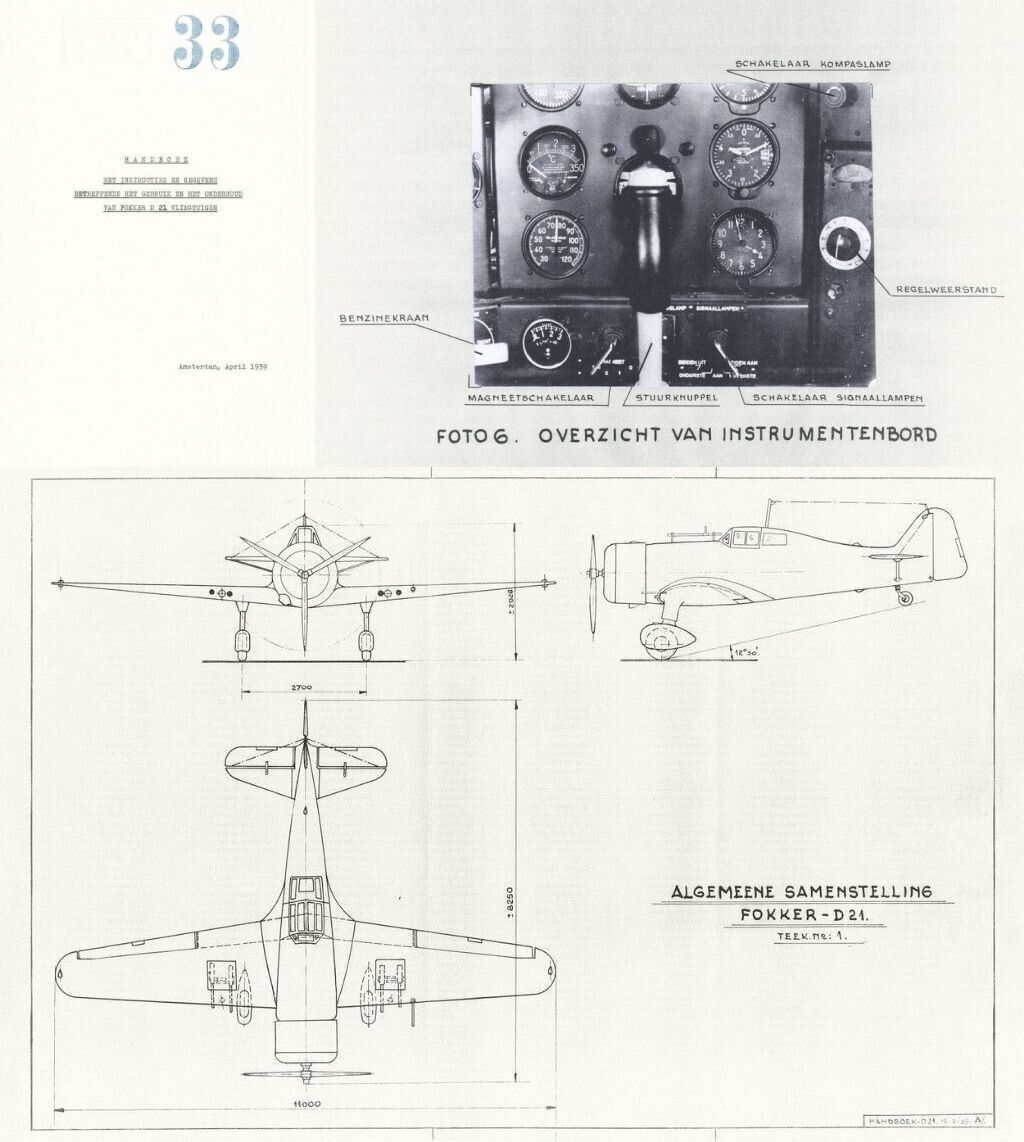 Fokker D.XXI D.21 Manual WW2 Dutch Fighter Plane Warbird 1939 VERY RARE ARCHIVE