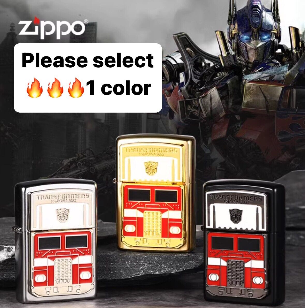 New Zippo oil Lighter transformers gold silver or black with box