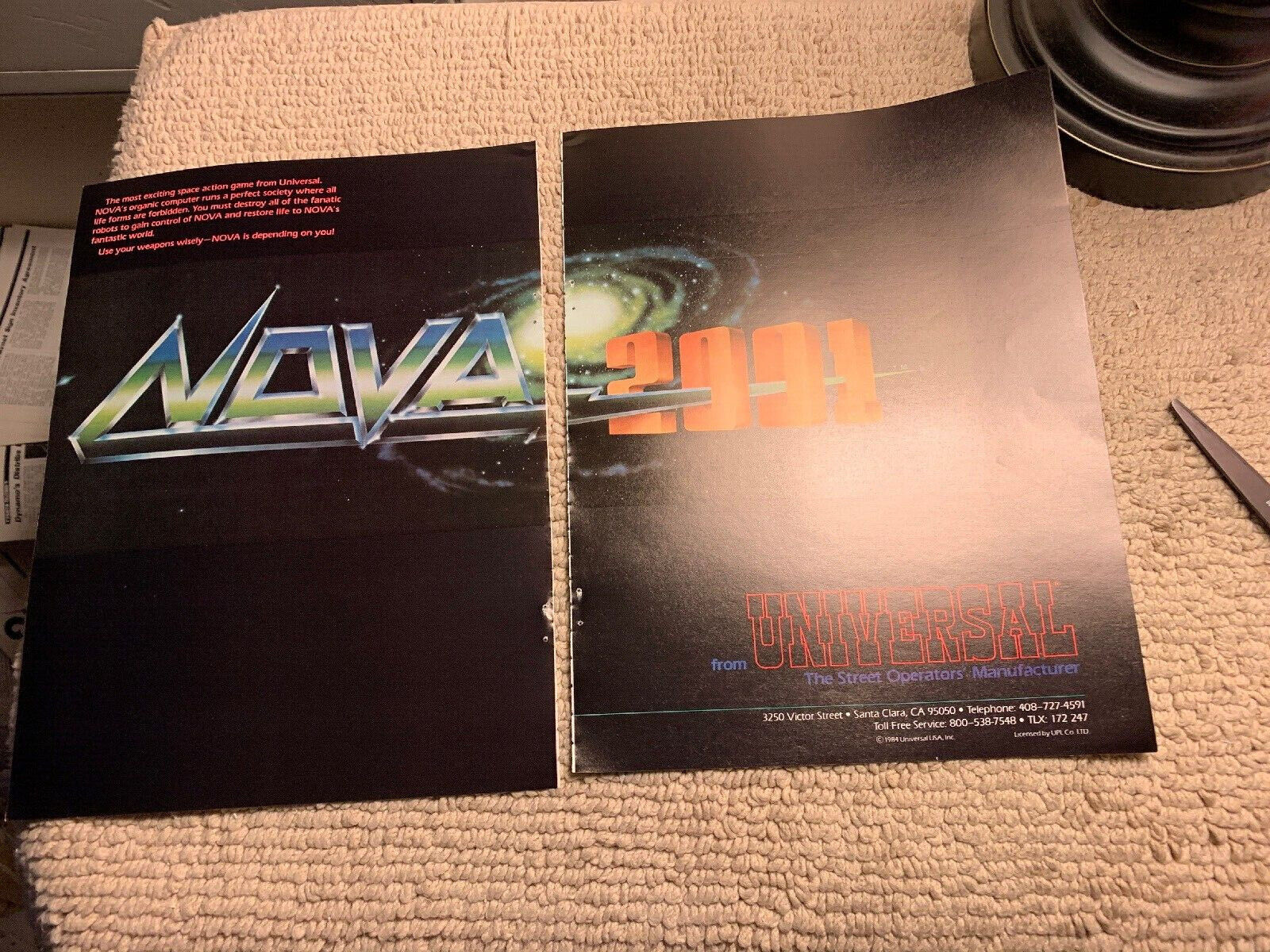 ORIGINAL 1984 11- 8 1/4” Nova 2001 Universal arcade video game AD FLYER