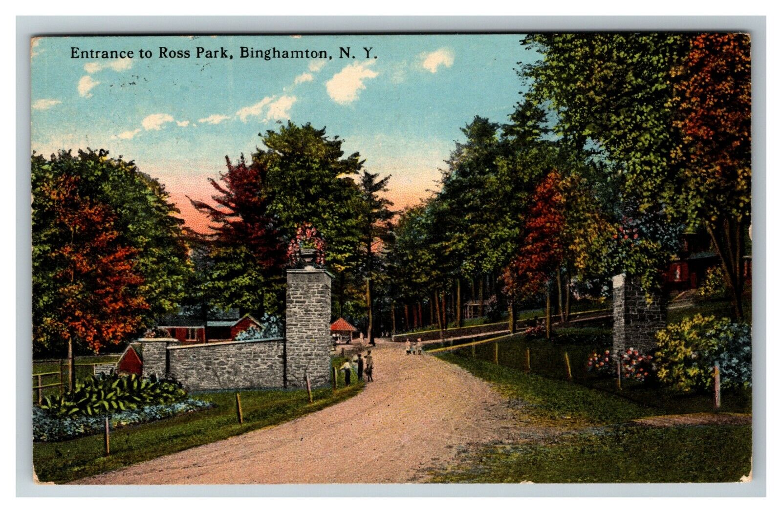 View Entrance to Ross Park, Binghamton NY c1915 Vintage Postcard