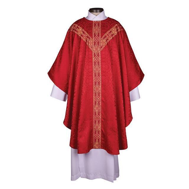 Satin Avignon Collection Semi - Gothic Chasuble Red Polyester Size:59 x 51
