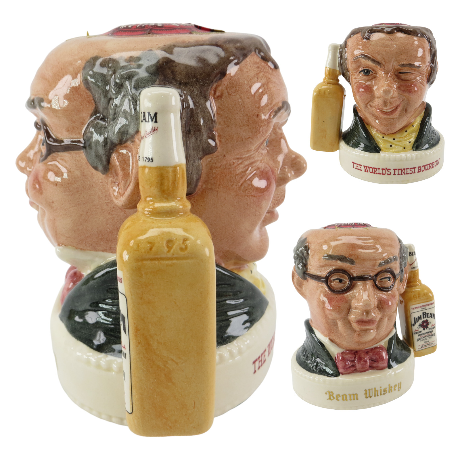 Royal Doulton Mr. Pickwick Jim Beam Bourbon Whiskey Decanter Container White Lab