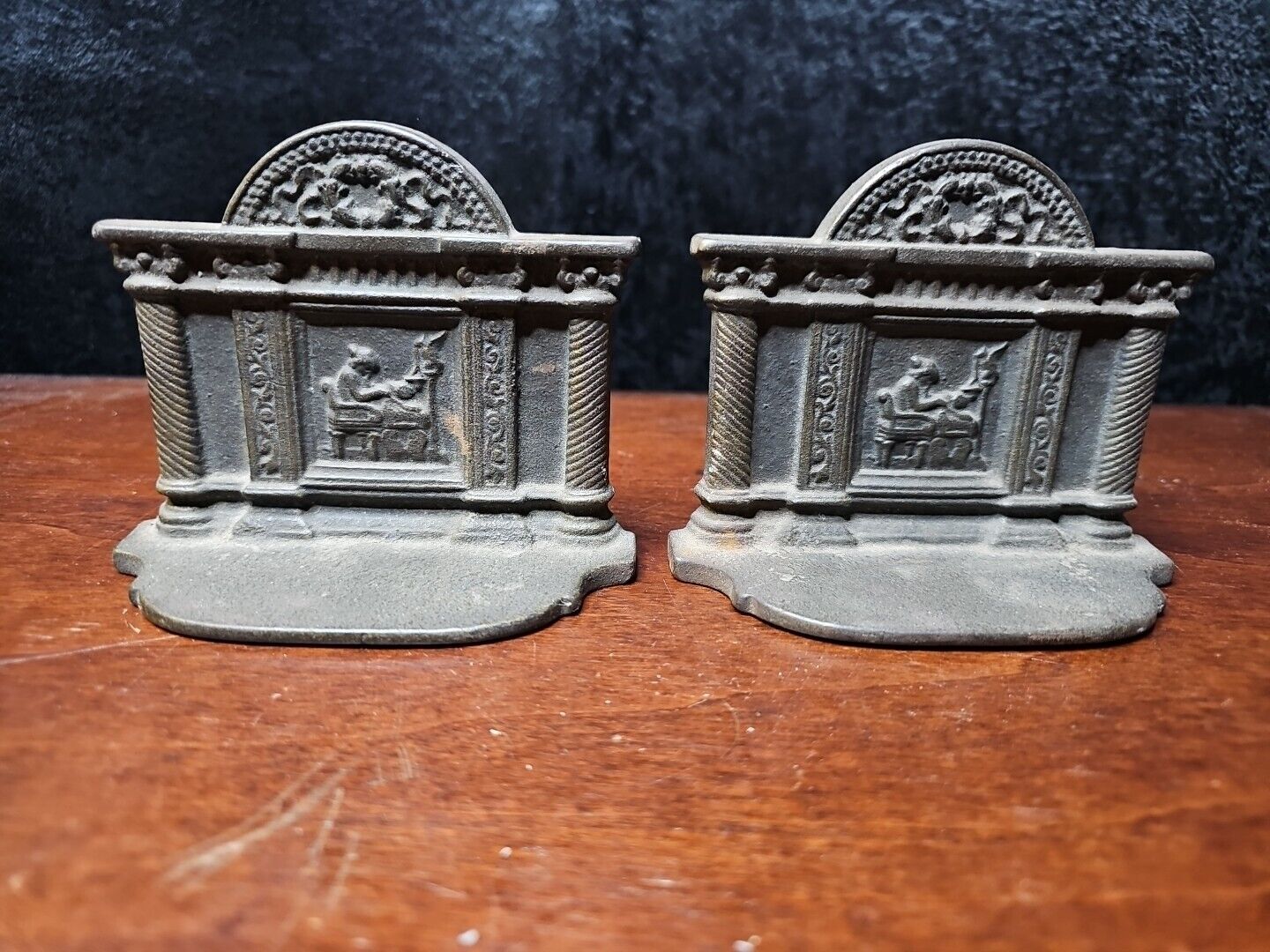 Nice Set Vintage Woman at Typewriter Cast Iron Bookends