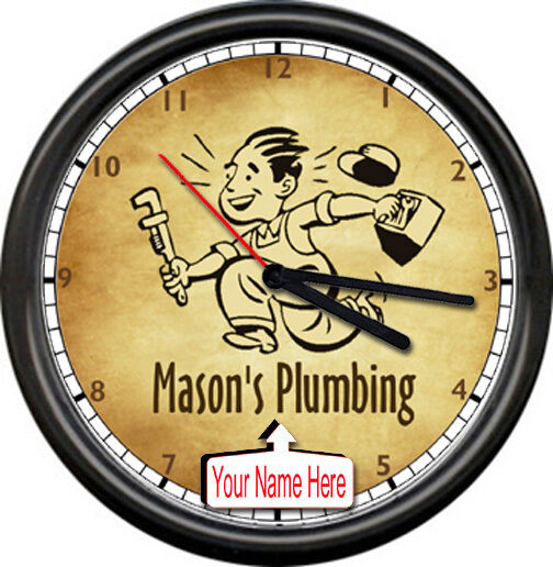 Plumbing Plumber Tools Retro Vintage Personalized Your Name Sign Wall Clock