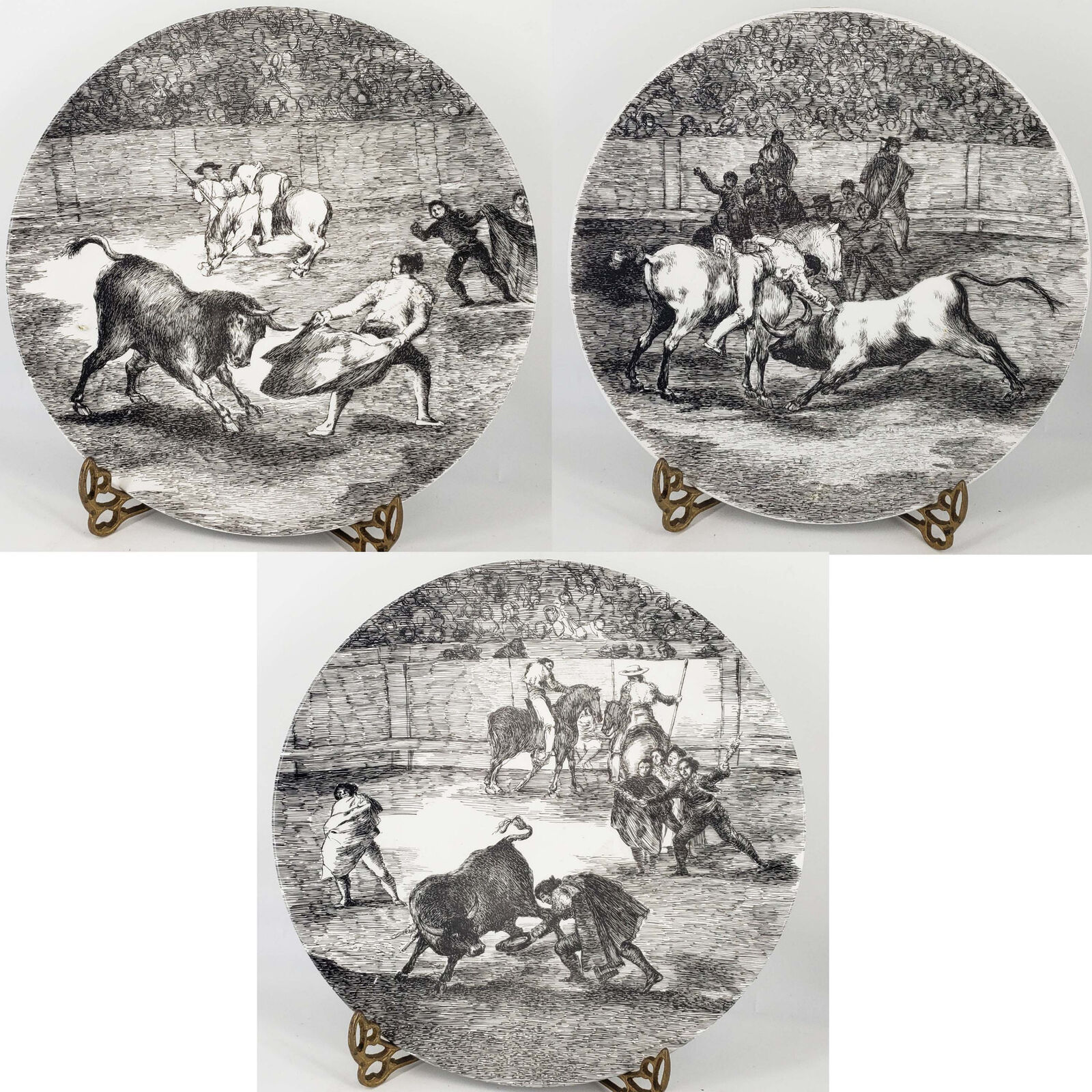 Vintage Pontesa Espana Francisco Goya Lucientes Bullfighting Plates Set Of 3