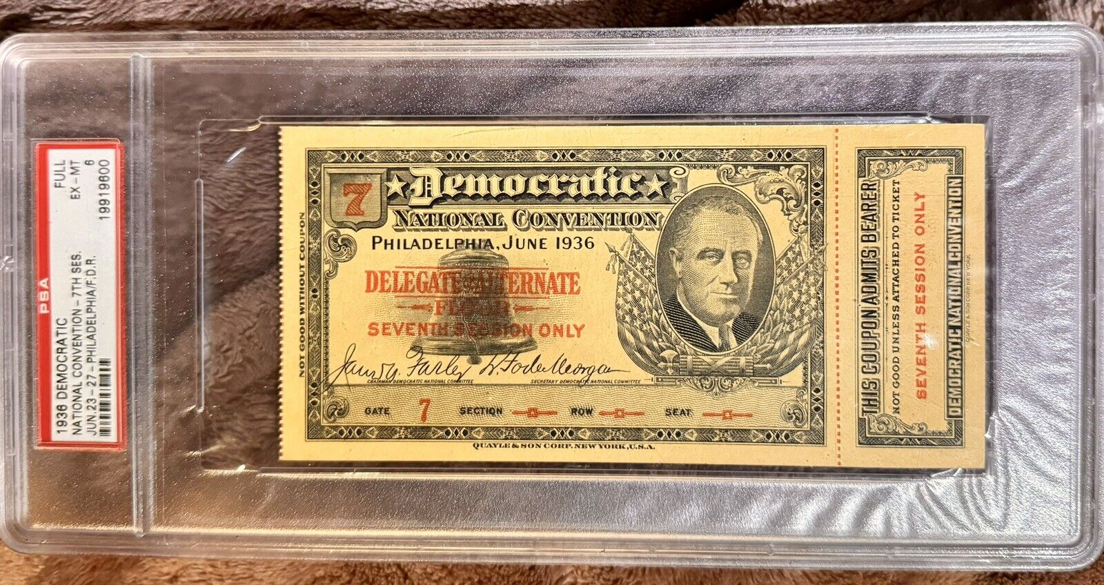 1936 Democratic National Convention  - 7th SES.   FDR  ROOSEVELT  Grade 6