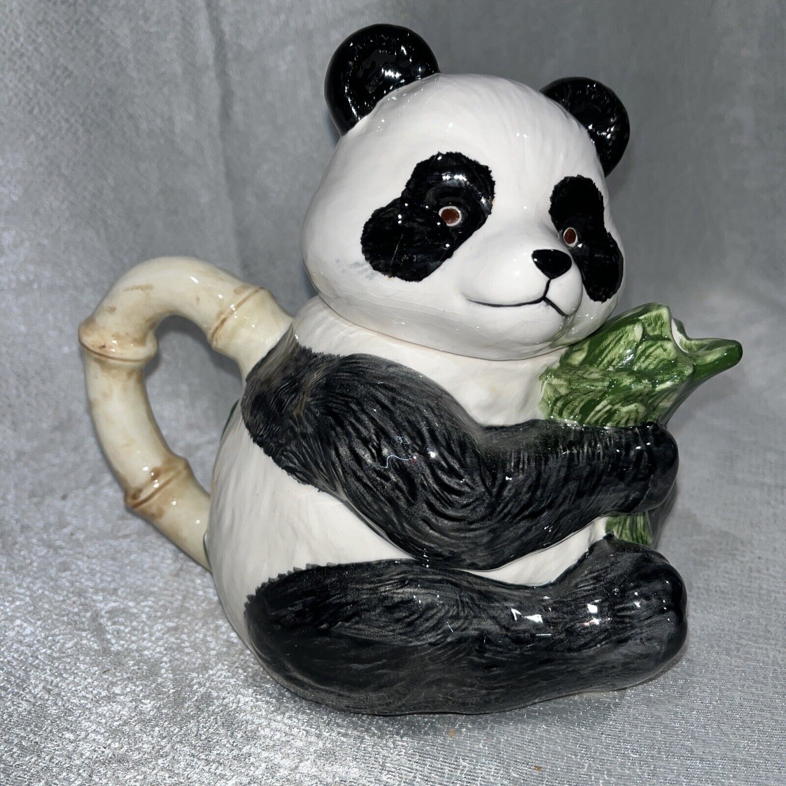 Teapot Panda Two Pieces Applause Inc Ceramic Sm Chip On Back See Photos