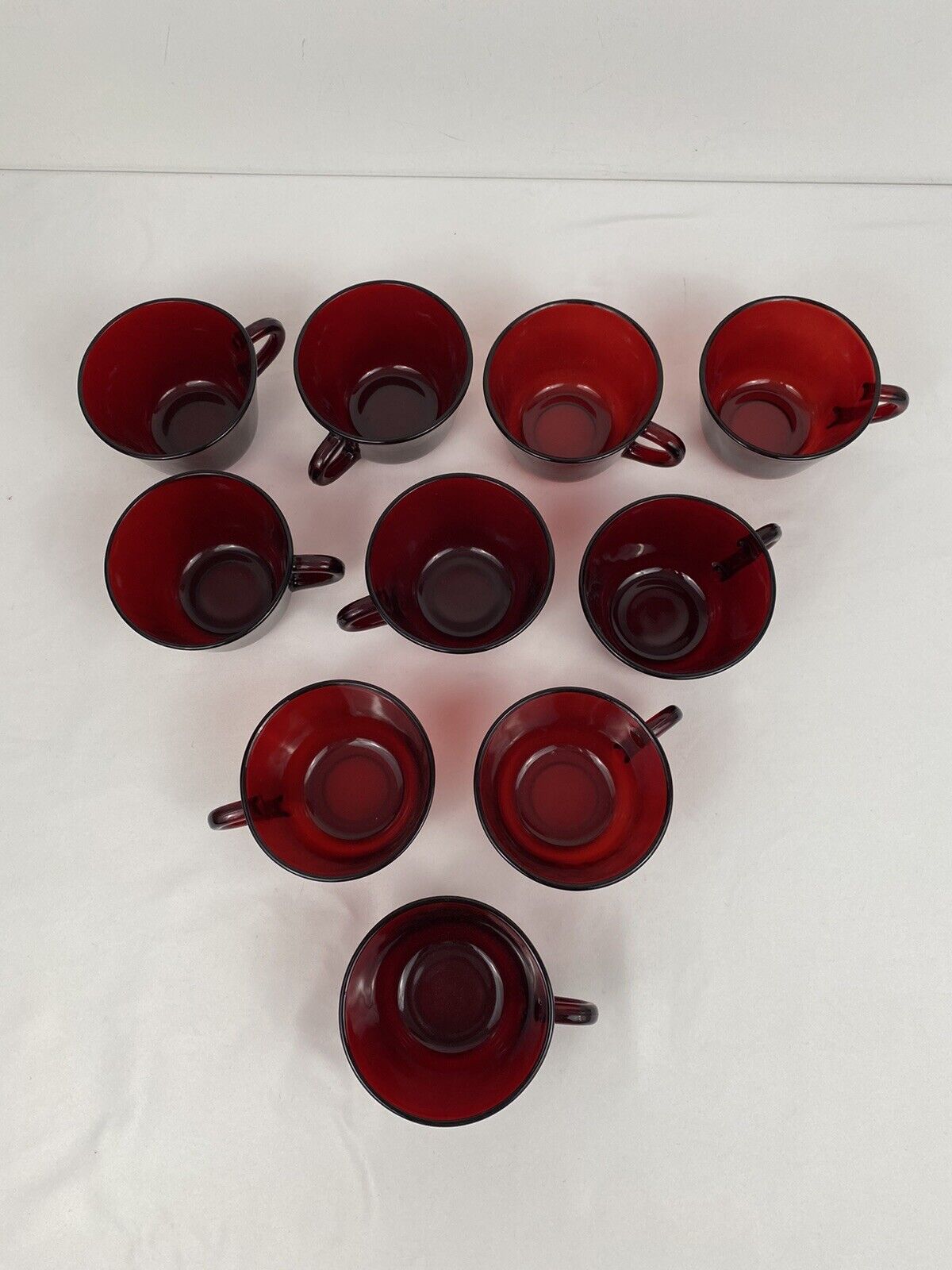 Vintage Set of 10 Anchor Hocking Royal Ruby Red Tea/Coffee Mug