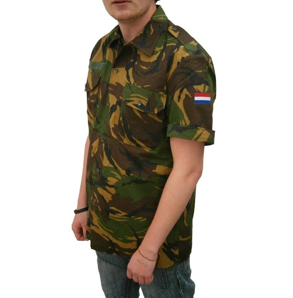 New 90s-00s Dutch Army camo short sleeve shirt military camouflage DPM woodland