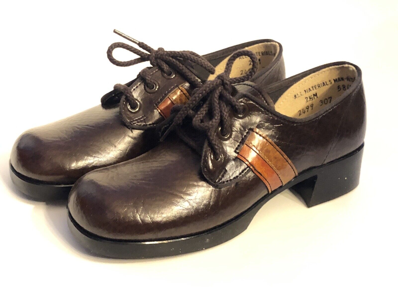 Charm Step Vintage Mid Century 2.5 M Boys Heeled Oxford Dress Shoes 60's 70's DS