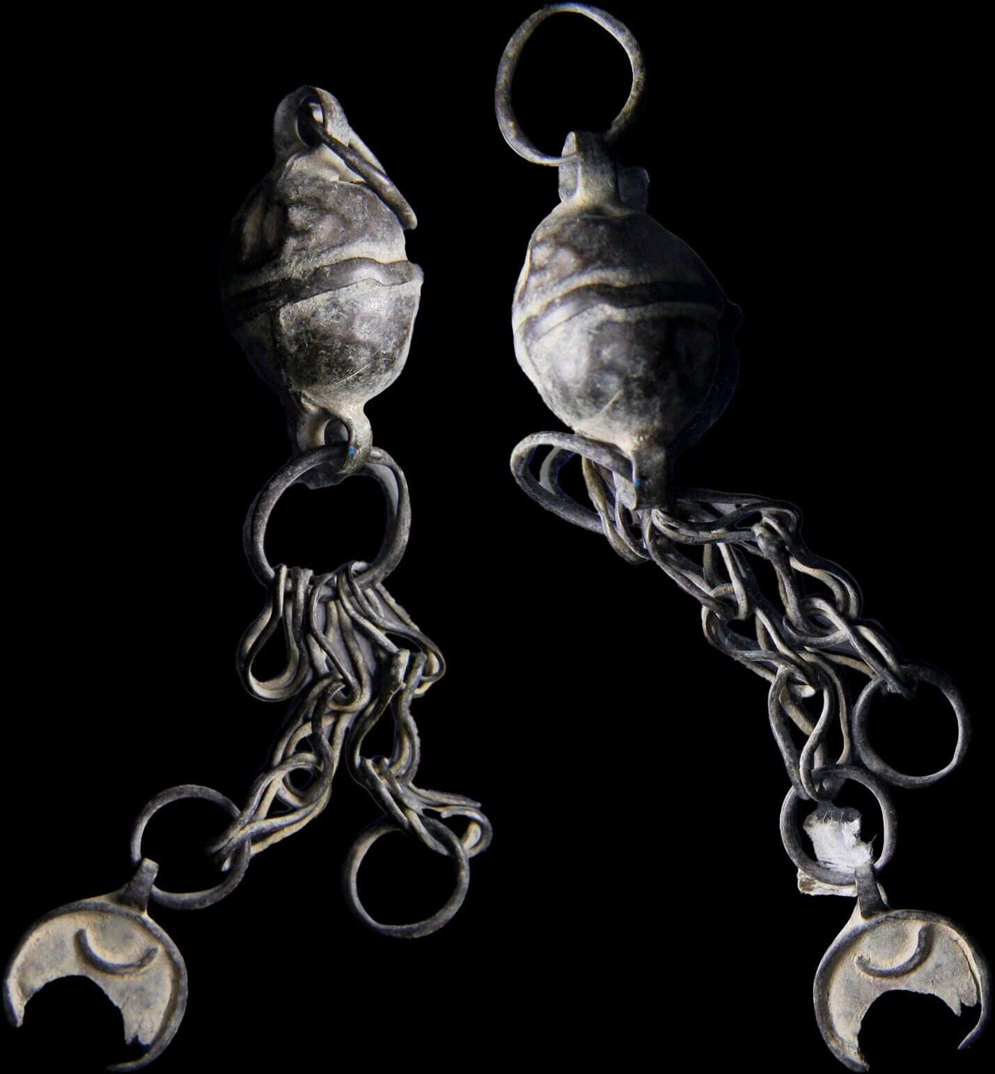 Hellenistic Jewellery Amulet Silver Pendant Crescent Judaea Artifact Antiquity