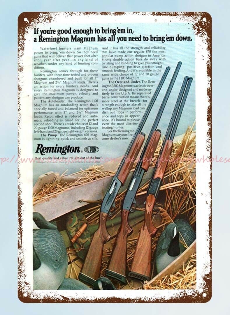 1977 REMINGTON 1100 Autoloader firearm shotgun metal tin sign reproductions