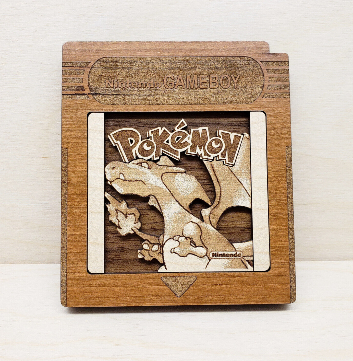 4.5 inch Wooden Pokemon Red Version Nintendo GameBoy Cartridge
