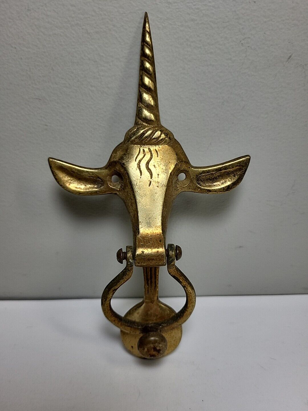 Vintage Unicorn Brass Doorknocker Authentic Whimsical Fairycore Magical Antique